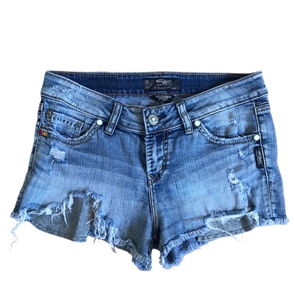 Vintage Y2K Era Silver Jeans The November Short Size 6 Light Wash Cut Off Denim - Picture 10 of 12